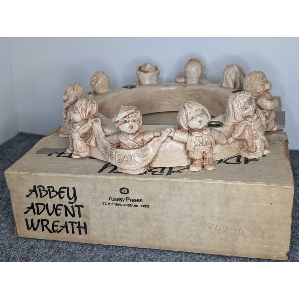 Vintage‎ Abbey Press Advent Wreath Candle Holder Children of the World Resin